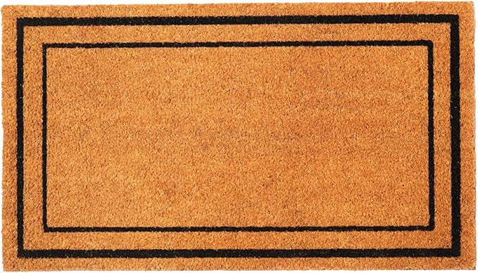 Welcome Doormats, Natural Coco Coir Mats with Non-Slip PVC Backing, Indoor Outdoor Mats for Home & Office, Floor Mats for Door Decor, Plain Entry Mat with Border, Beige & Black, 30"x17"-Ruum Studio Home