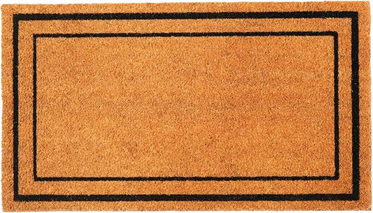 Welcome Doormats, Natural Coco Coir Mats with Non-Slip PVC Backing, Indoor Outdoor Mats for Home & Office, Floor Mats for Door Decor, Plain Entry Mat with Border, Beige & Black, 30"x17"-Ruum Studio Home