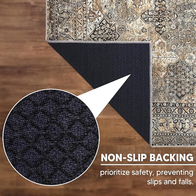 Keen Home Design 2x10 Rug - Machine Washable Runner Rug with Non-Slip Backing, Ideal for Hallway, Entryway, Kitchen, Laundry Room - Vintage, Easy Clean, Durable, Low Pile - (2'6" x 10')-Ruum Studio Home