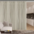 70" W x 108" L Faux Linen Room Divider Curtains, Full Blackout Pinch Pleated Drapes for Traverse Rod, Bedroom Divider Privacy Drapery with Hooks for Ceiling Track, 1 Panel, Ivory White-Ruum Studio Home