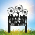 Custom Sunflower Metal Garden Sign with Stakes, Flower Garden Decor, Personalized Family Name Sign, Farmhouse Yard Decorative, Patio Art, Mother's Day Gift, Mom Gift, Housewarming Gift-Ruum Studio Home