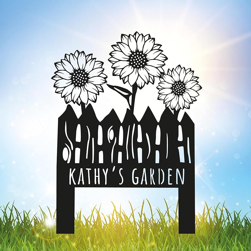 Custom Sunflower Metal Garden Sign with Stakes, Flower Garden Decor, Personalized Family Name Sign, Farmhouse Yard Decorative, Patio Art, Mother's Day Gift, Mom Gift, Housewarming Gift-Ruum Studio Home