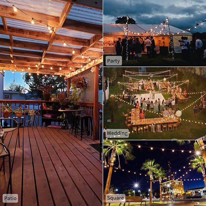 Brightown LED String Lights Outdoor 25Feet G40 Patio Lights with 25 Shatterproof Bulbs, Waterproof Globe Hanging Lights for Backyard Porch Bistro Balcony Decor, E12 Socket-Ruum Studio Home
