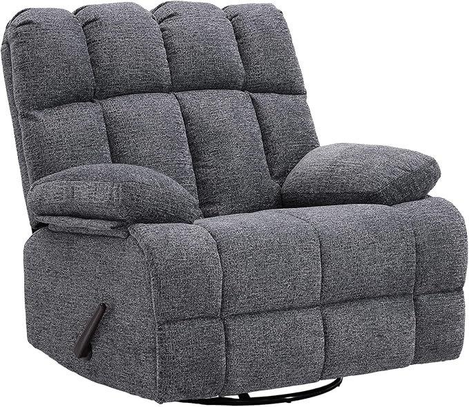 Oversized Swivel Rocker Recliner Chair for Adult, Rock Recliner for 350lb Big Man, Extra Wide Manual Recliners, Overstuffed Soft Rocking Sofa Chair,Light Grey-Ruum Studio Home