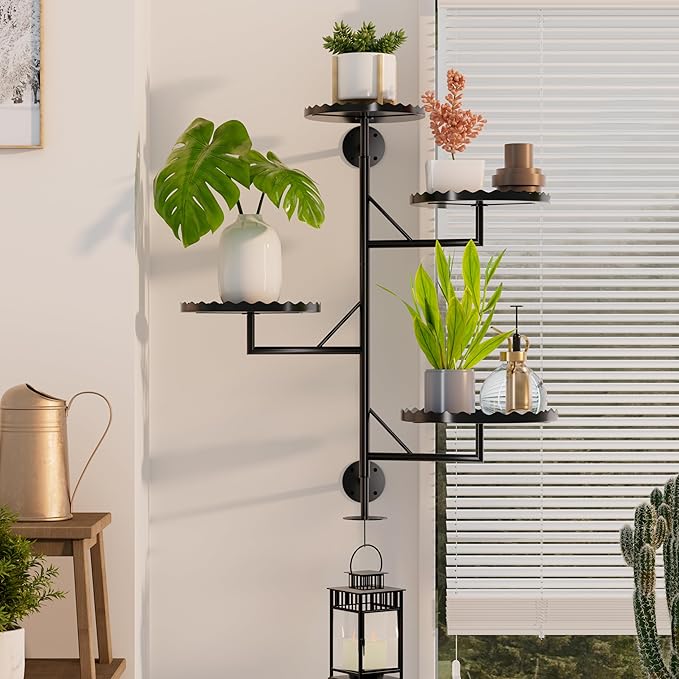 Rotating Wall Plant Shelves Versatile Window Plant Shelf for Indoor Plants Bathroom Living Room Use Wall Planter with Durable Metal Material 4 Pots-Ruum Studio Home