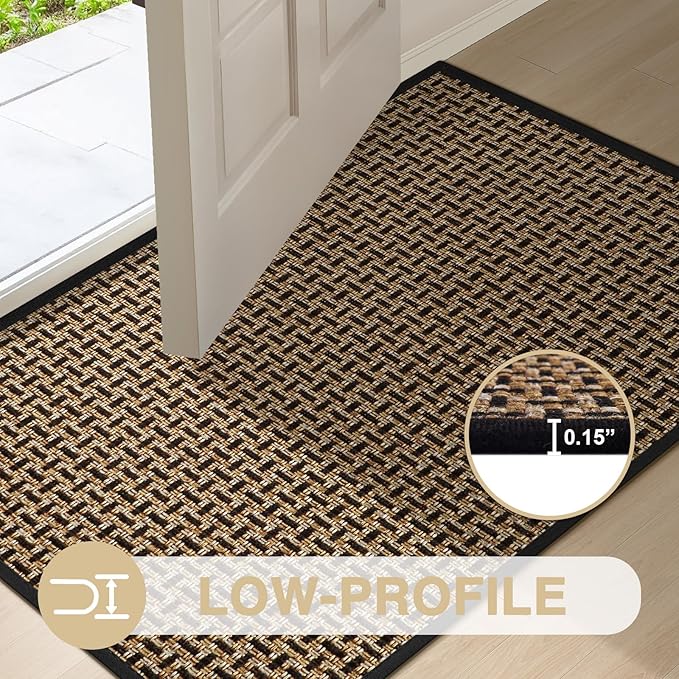 LEKEEPGO Door Mat Indoor Entrance 17"x29", Absorbent Indoor Door Mat, Non Slip Rubber Backing Inside Door Mats, Washable Floor Mat, Low-Profile Doormat for Front Door, Entryway, Entrance, Black-Ruum Studio Home