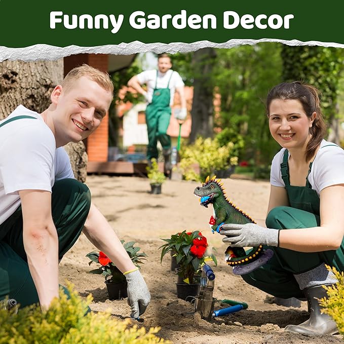 Dinosaur Eating Gnomes Garden Decor Statue - Funny Dinosaur Gnome Massacre Outdoor Decor for Yard, Patio, Lawn Ornaments - Garden Gifts for Mothers Day, Housewarming, Festival-Ruum Studio Home
