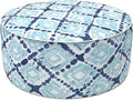 LVTXIII Inflatable Stool Ottoman Footrest with Handle, Decorative Fade-Resistant Foot Stool, Indoor or Outdoor Pouf for Home Garden and Camping Use, 21x21x9, Boho Geometry Blue-Ruum Studio Home