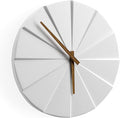 Driini Staircase Modern Wall Clock - Unique 10.5 in. Frameless Concrete Design - Contemporary, Minimalist Decor; No Numbers - Silent Battery Operated Clocks with Decorative Wooden Hands; White-Ruum Studio Home
