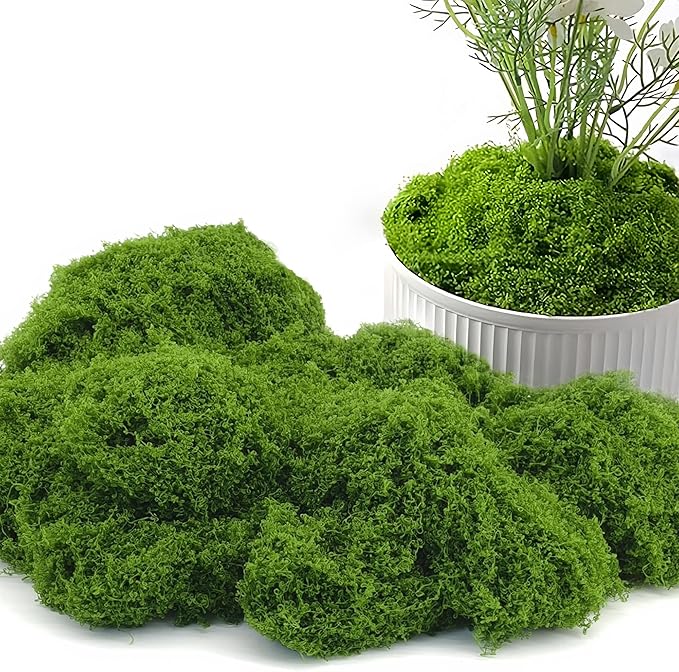 Potanro Faux Green Moss 5.3oz Artificial Fake Plant Moss for Potted Plants Indoor, Crafts, Planters, Bonsai Artifcial, DlY Floral Decorative Moss, Fairy Garden Wedding Table Centerpieces Decor-Ruum Studio Home