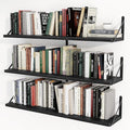 Heimlove 36 Inch Black Floating Bookshelves Set of 3,Heavy Duty Wall Mounted Bookshelves,Bookshelf for Living Room,Bedroom,Kitchen,Laundry Room Storage & Decor-Ruum Studio Home