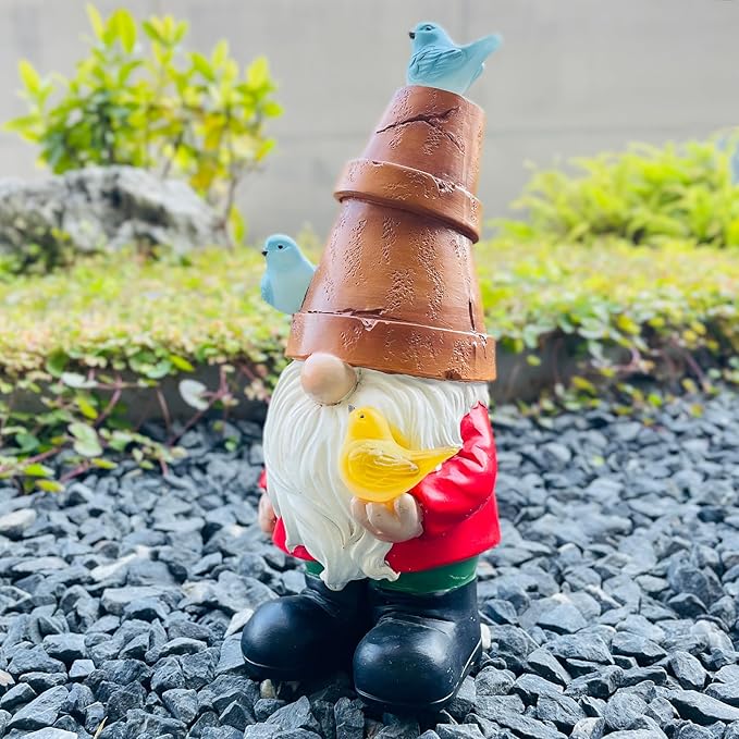 COWOS Solar Garden Figurine, Cute Resin Gnome Sculpture, Garden Statues Outdoor Decor, Funny Gnome Gift Sculpture Decoration for Home Patio Yard Lawn Porch Ornament-Ruum Studio Home