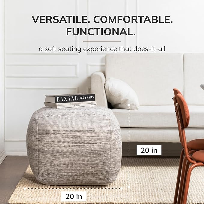 Anji Mountain 20"x20"x20" Handmade & Handcrafted Ottoman Pouf Comfortable Pouf Ottoman Foot Rest & Home Décor Accent for Living Room, Bedroom, Nursery, Kids Room, Patio-Ruum Studio Home