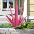 Large Tequila Rustic Sculpture, Rustic Metal Agave Plants for Outdoor Patio Yard, Home Decor Hand Painted Metal Agave Garden Yard Statue, Outdoor Lawn Ornaments Yard Stakes (Rose Red - M)-Ruum Studio Home