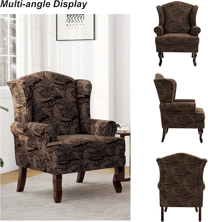 Accent Chair, High Back Upholstered Armchair with High Resilience Sponge & Wood Legs, Mid-Century Modern Comfy Single Sofa Reading Chairs for Living Room, Bedroom (Cranberry, Set of 2)-Ruum Studio Home