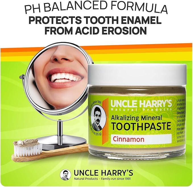 Uncle Harry's Cinnamon Remineralizing Toothpaste | Natural Whitening Toothpaste Freshens Breath & Promotes Enamel | Vegan Fluoride Free Paste (4 pack)-Ruum Studio Home