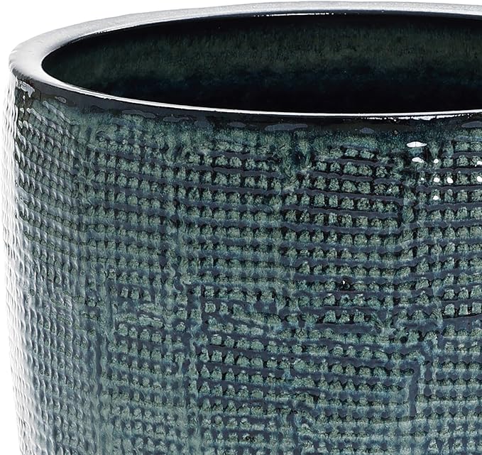 LuxenHome 15.5" Dia Large Ceramic Pots for Plants, Modern Green Glazed Planters for Outdoor Plants, Round Indoor Flower Pots with Drainage Hole and Rubber Plug for Home Garden Patio-Ruum Studio Home