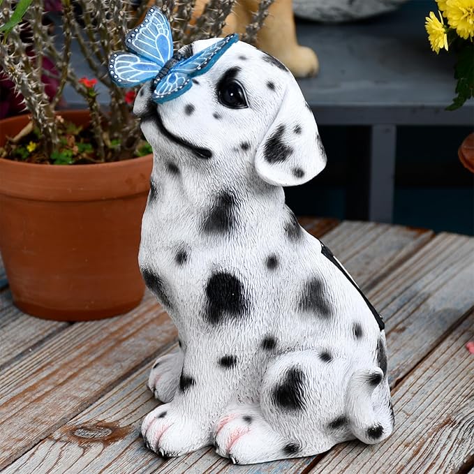Dog Garden Figurines Outdoor Decor Solar Statue with LED Lights for Patio Lawn Yard Art Decoration Housewarming Garden Gift-Ruum Studio Home