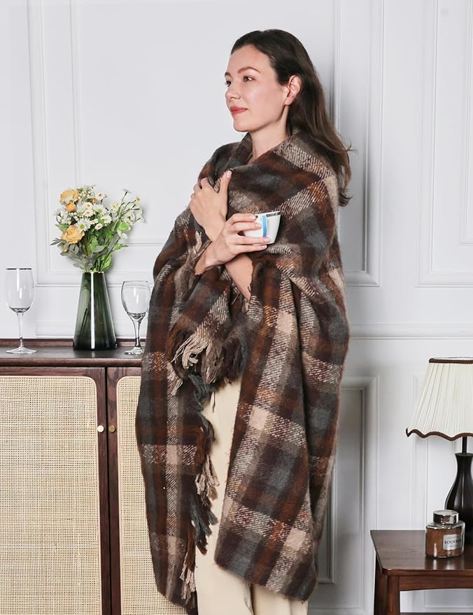 ZonLi Brown Throw Blanket, 50" x 60" Fall Decorative Classic Blankets with Tassel for Couch, Bed, Sofa, Chair, Outdoor, Cozy Warm Lightweight Blankets (Brown)-Ruum Studio Home