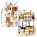 LAMU 2 Pack 10.6'' 2-Tier Lazy Susan Turntable Organizer Rotating Spice Rack Organization for Cabinet, Kitchen, Pantry, Countertop, Bathroom, Vanity, Makeup Organizer, Clear-Ruum Studio Home
