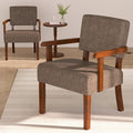 Accent Chair Set of 2 with Table, Living Room Chairs with Soft Seat & Armrests for Living Room Bedroom Reading Room Waiting Room (Brown), (AC01)-Ruum Studio Home