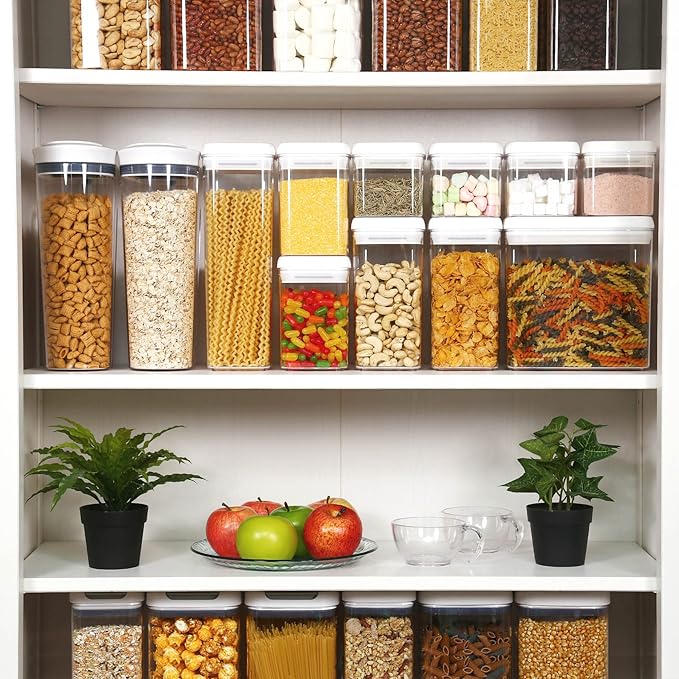 Felli Flip Tite Storage Container with 4 Inch Lid SQUARE & RECTANGLE, Air Tight Ring Seal Top Clear Acrylic Canister Jar, Spice Pasta Cereal Snack Pantry Organizer, Gift Set for Women (10pk, Variety)-Ruum Studio Home