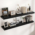 Floating Shelves - 2 Large Wall Mounted Shelves with Invisible Brackets, Long Wood Floating Wall Shelf for Living Room, Bedroom, Kitchen (Black, 48" W x 9" D x 1.5" H)-Ruum Studio Home
