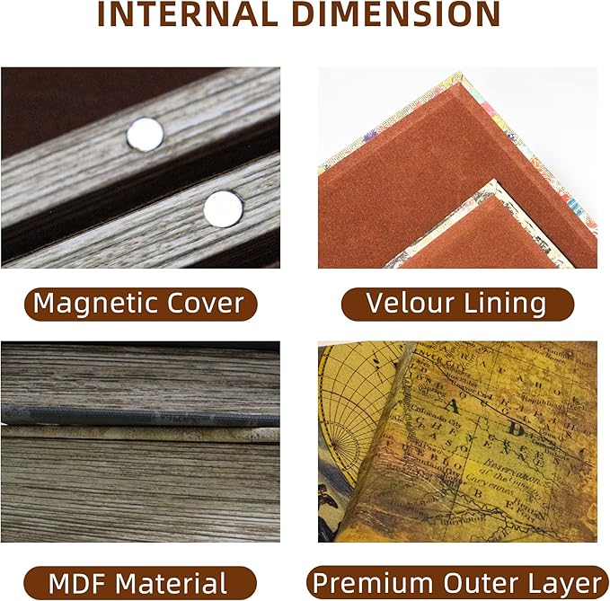 Decorative Book Box Set of 2, Trinket Keepsake Storage Boxes Book Shaped Storage Box Vintage Style Decorative Faux Books Boxes Globe Antique Books for Home Decoration Old World Map Pattern-Ruum Studio Home