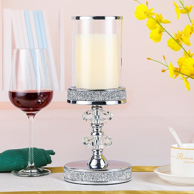 Pillar Candle Holders, Candle Holders for Pillar Candle, Crystal Candlesticks Holder for Home Decor, Wedding, Events, Coffee Dining Table CH048MD-Ruum Studio Home
