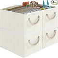 Closet Storage Bins, Linen Closet Organizers and Storage Basket for Shelves, Collapsible Shelf Baskets for Organizing Shelves, Bedroom Clothes Basket, Beige, 3 Pack-Ruum Studio Home