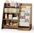 COZPAW Kids Bookshelf and Toy Storage, 4 Tier Toddler Bookshelf with Movable Drawer 5 Sling Pockets, Montessori Book Shelf for Kids Room, Playroom, Nursery (Brown)-Ruum Studio Home