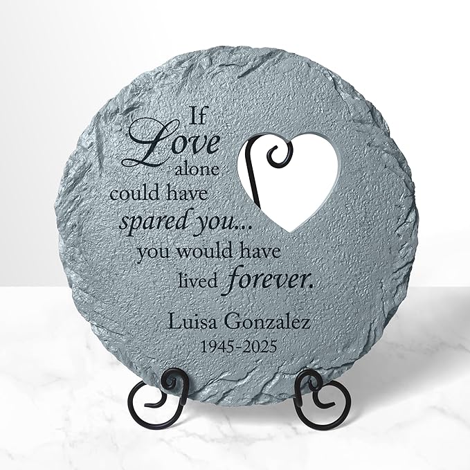 Let's Make Memories Personalized Memorial Stone - Sympathy Garden Marker - Durable, Weather-Resistant Cast Resin - Engraved with Your Loved One's Name - Personalized Condolences - 12" Diameter-Ruum Studio Home