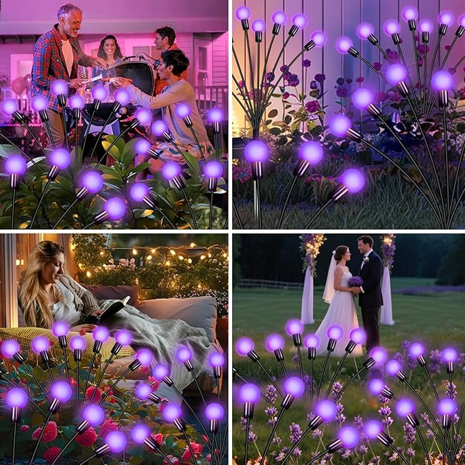 Solar Lights Outdoor Garden Purple – 36 LEDs Solar Firefly Lights, Purple Swaying Lights Outdoor Waterproof, 6 Pack 6 Heads Garden Decorative for Yard Patio Pathway Lawn Decorations-Ruum Studio Home