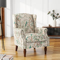 UIXE High Back Floral Accent Chair, Fabric Upholstered Armchair for Living Room, Retro Wingback Arm Chair with Solid Wood Legs, Nailhead Trim Single Sofa Bedroom Reading Seat - Bird Pattern-Ruum Studio Home
