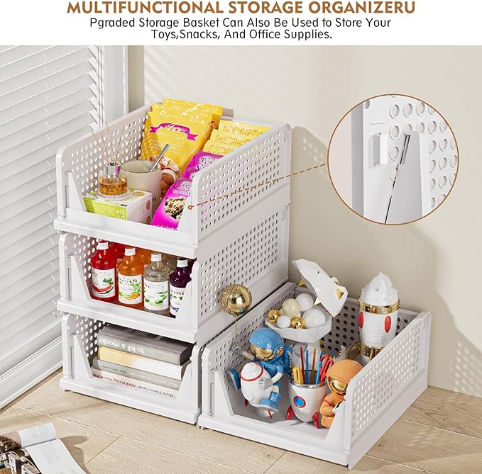 SNSLXH 5 Pack Stackable Closet Organizer Box, Multifunctional & Foldable Closet Storage Basket for Bathroom Kitchen Laundry Room Wardrobe Storage, Space-Saving Clothes Storage Drawer Organizer, Yellow-Ruum Studio Home