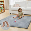 ACOMOPACK Baby Play Mat for Floor 1.3" Thick Memory Foam 50x50 Soft Velvet Playpen Mat for Kids,Infants,Toddlers,Tummy Time Crawling Mats with Non-Slip Bottom,Yoga,Tatami,Nursery Rug（Light Grey）-Ruum Studio Home