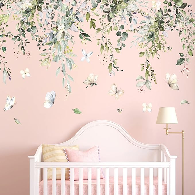 Amaonm Creative Removable Rainforest Plants Wall Decals Hanging Green Leaves and Vines Wall Stickers 3D Home Wall Corner Background Decoration Decor for Kids Girls Bedroom Nursery Offices Living Room-Ruum Studio Home