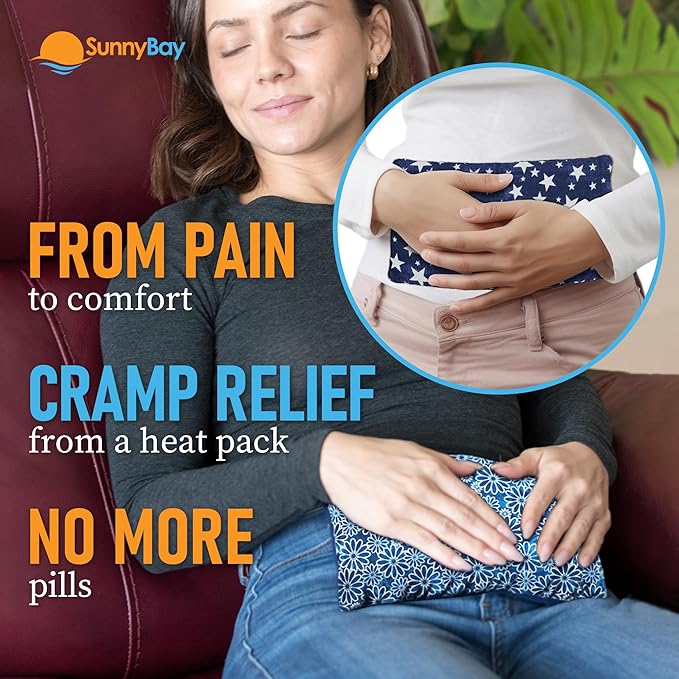 SunnyBay Small Microwave Heating Pad, Microwavable Versatile Cold/Heated Neck and Shoulder Wrap for Back Pain and More, Moist Heat Cotton-Fleece Pad, 6x11 Inches, Blue Star and Royal Flower, Pack of 2-Ruum Studio Home