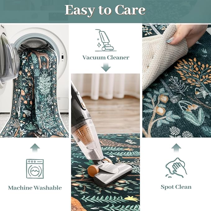 OJIA Jungle Print 8x10 Rugs for Living Room, Green Soft Bedroom Rug Washable Area Rugs 8x10, Modern Dining Room Rug Stain Resistant Floor Carpet for Playroom Kids Nursery Office, Green-Ruum Studio Home