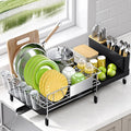 Dish Drying Rack, Expandable Stainless Steel Dish Rack with Drainboard Set Kitchen Sink Organizer for Counter, Large Capacity Kitchen Accessories, Smooth Water Flow-Ruum Studio Home