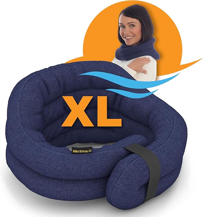 SunnyBay XL Microwave Heating Pad, Microwavable Heated Neck and Shoulder Wrap, Hands-Free Weighted Moist Hot or Cool Pack, Soft Fleece Cover and Flaxseed Filling, 30 Inch Extra-Long Length, Navy-Ruum Studio Home