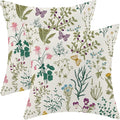 CXMEIFLY Spring Pillow Covers 16 x 16 Inch Set of 2 Vintage Sage Green Teal Wild Flowers Decor Throw Pillows Leaves Plant Outdoor Farmhouse Decorative Cushion Cases for Couch Bed Sofa Decoration-Ruum Studio Home