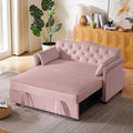 57" Velvet Pull-Out Sofa Bed, 3-in-1 Convertible Loveseat with Gold Trim Strips and Adjustable Backrest, Perfect for Living Rooms, Offices and Apartments (Pink)-Ruum Studio Home