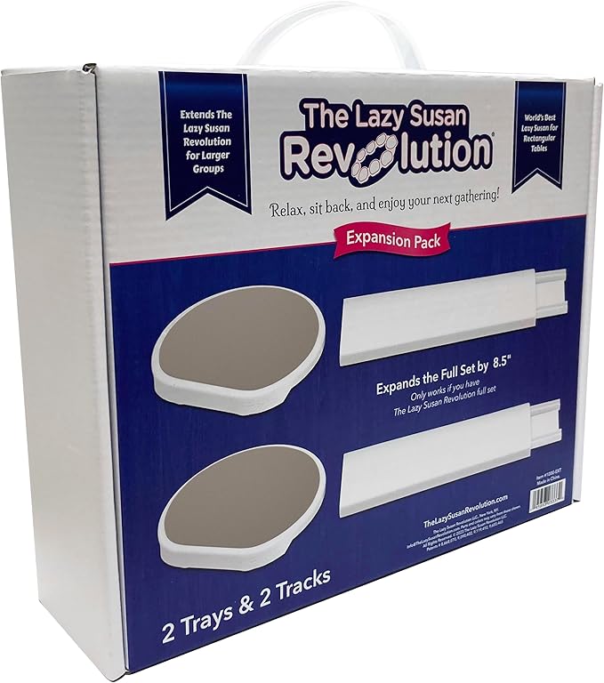 Expansion Pack - Greige - 2 Straight Tracks and 2 Trays. Does not Work Without the Lazy Susan Revolution Full Set (Sold Separately).-Ruum Studio Home
