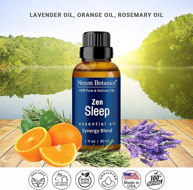Zen Sleep Essential Oil Blend 30 ml - Lavender & Rosemary Relaxing Oil for Diffusers & Humidifiers - Calming Aromatherapy for Peaceful Sleep - Nexon Botanics-Ruum Studio Home