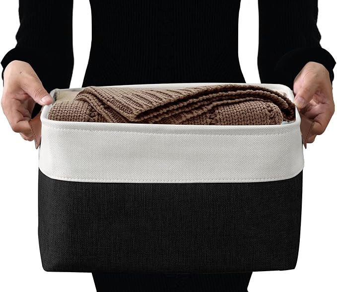 DECOMOMO Storage Bins Fabric Storage Baskets for Shelves, Linen Closet Organization Toys Nursery (Black and White, Large - 4 Pack)-Ruum Studio Home