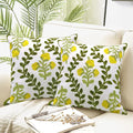 Alysheer Floral Embroidered Summer Decorative Throw Pillow Cover 18"x 18" Set of 2, Farmhouse Cottage Yellow Flower Green Leaves Patterned Cotton Cushion Case for Couch Bed Living Room Outdoor Decor-Ruum Studio Home