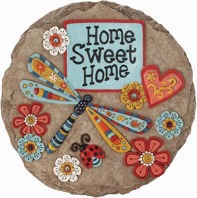 Spoontiques - Garden Décor - Home Sweet Dragonfly Stepping Stone - Decorative Stone for Garden-Ruum Studio Home