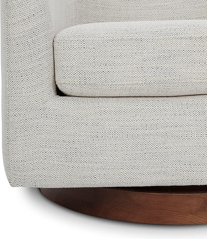 CHITA Swivel Accent Chair, FSC Certified Upholstered Fabric Barrel Chair for Living Room, Ivory-Ruum Studio Home