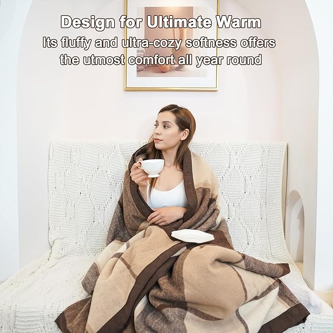 YOUR MOON 100% Pure Wool Twin Size, Australian Organic Natural Wool Blankets, Hypoallergenic Blanket for Bed, Medium Weight(Coffee, 66 * 90)-Ruum Studio Home